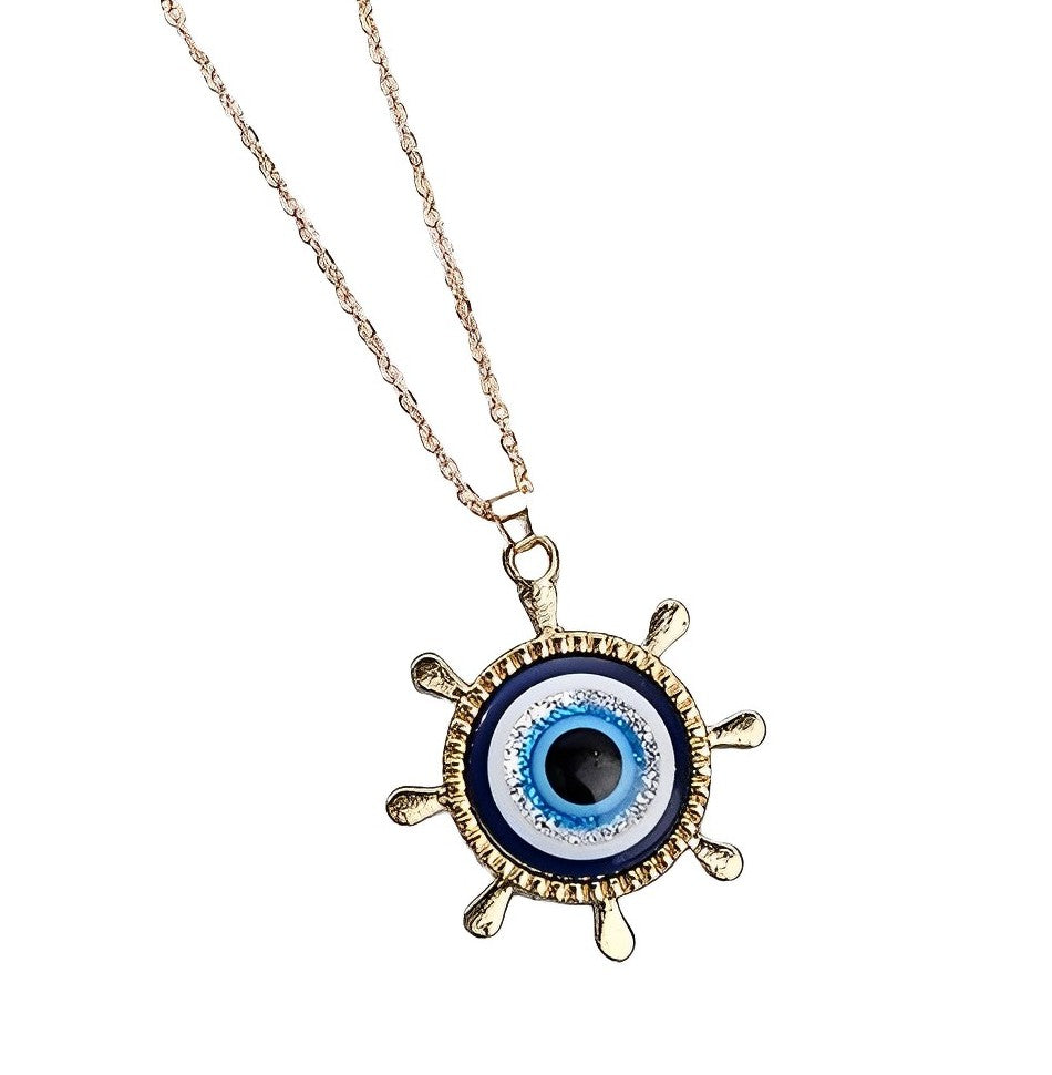 Cosmic Silver Evil Eye Chain Necklace For Women & Girls