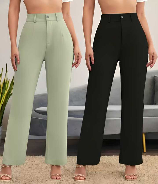 Cosmic Elegant Pista & Black Trousers Combo For Women