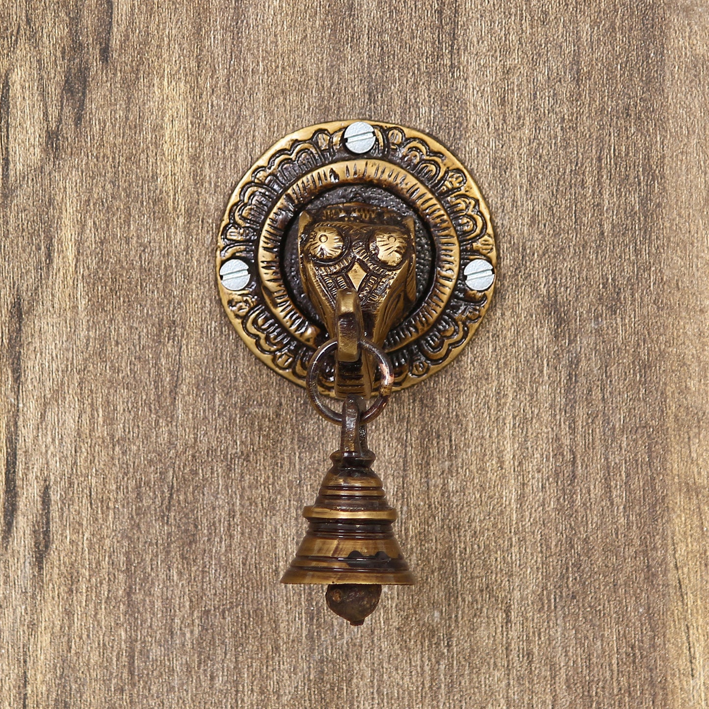 eCraftIndia Brass Lord Ganesha Face wall Hanging with Bell