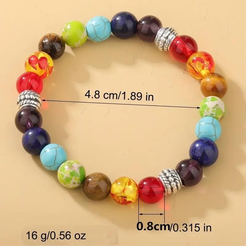 Cosmic 7 Chakras Bracelet Natural Agates Bracelets Jewelry(Pack Of 2) (High Energy Spiritual Power)