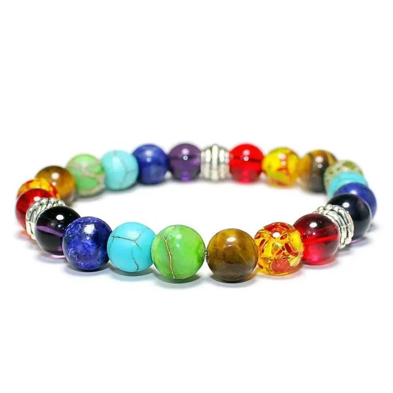 Cosmic 7 Chakras Bracelet Natural Agates Bracelets Jewelry(Pack Of 2) (High Energy Spiritual Power)