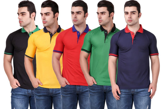 Cosmic Store Combo of 5 Men's Polo T-shirt