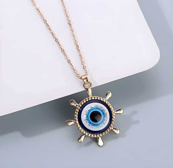 Cosmic Silver Evil Eye Chain Necklace For Women & Girls