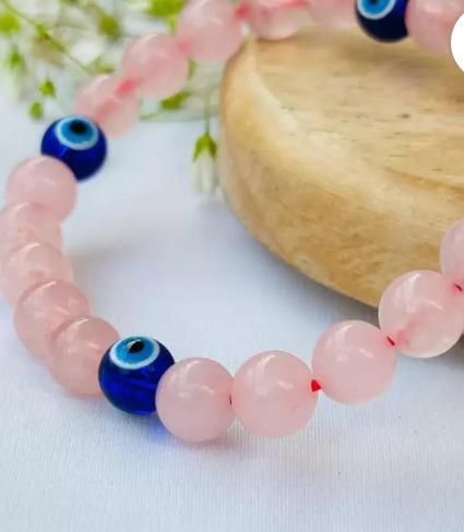 Love and Relationship Protect Bracelet (Rose Quartz with Evil Eye) (Pack of 2)