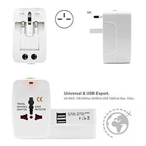 Cosmic Worldwide Travel Adapter with Built in Dual USB Charger Ports