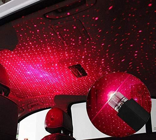 Star  Lamp USB Car Star Ceiling Light Sky Projection Lamp Romantic Night Lights Car Fancy Lights (Red)