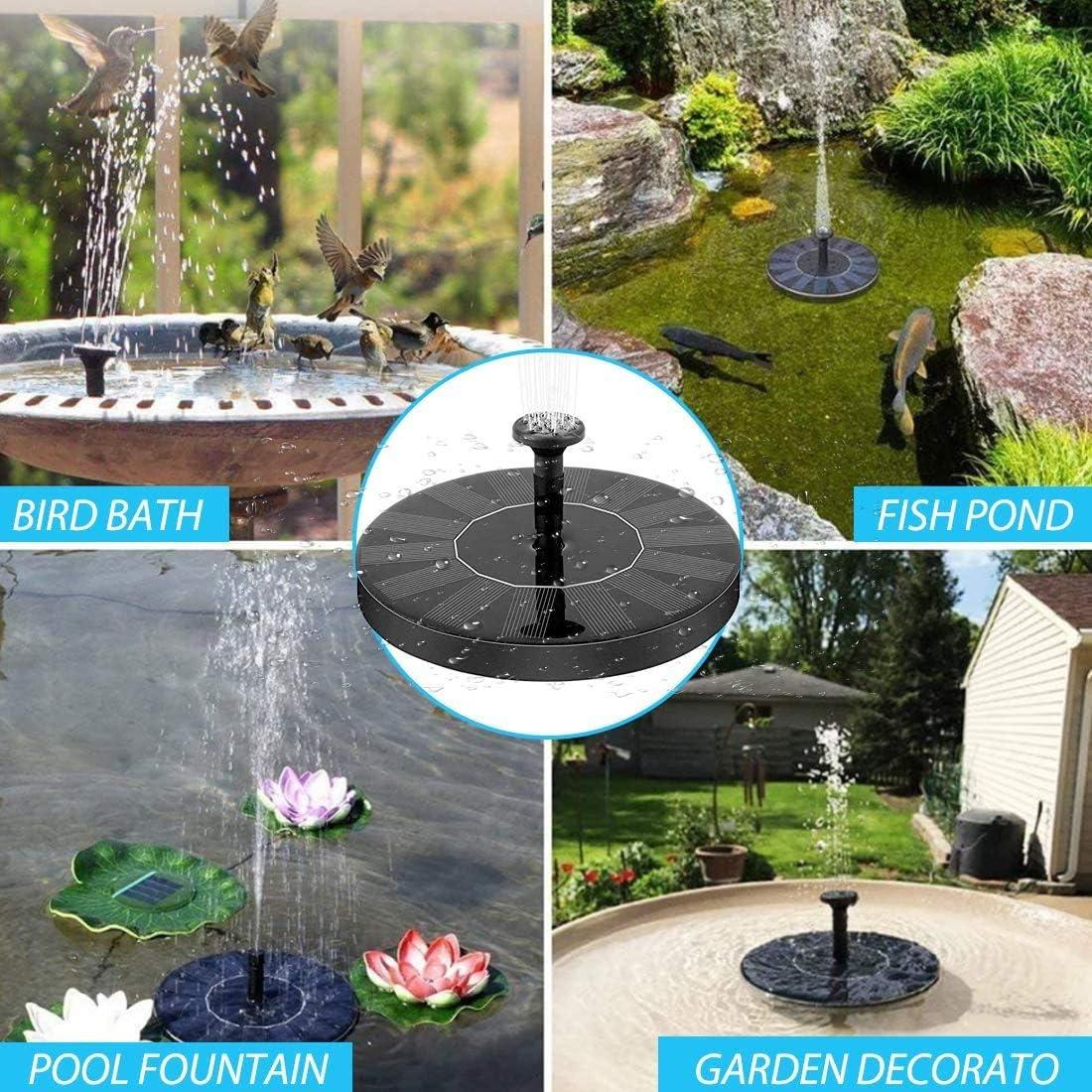 Cosmic Fountain Solar Power Floating Water Pump for Pool Pond Garden and Patio Plants Round 7V 1.4W (Black)