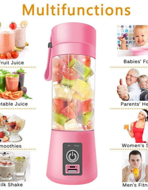 DHAVJ Portable Electric Automatic Juicer Maker Fruit Vegetable Mixing Bottle Machine Magnetic Safe Switch Rechargeable Smoothie Blender USB (Multicolor)