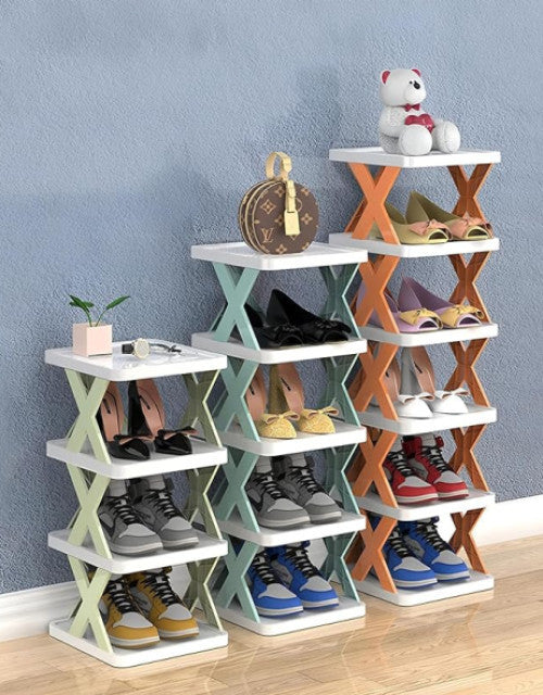 Multi-Purpose Stackable Shoe Rack Adjustable Slots